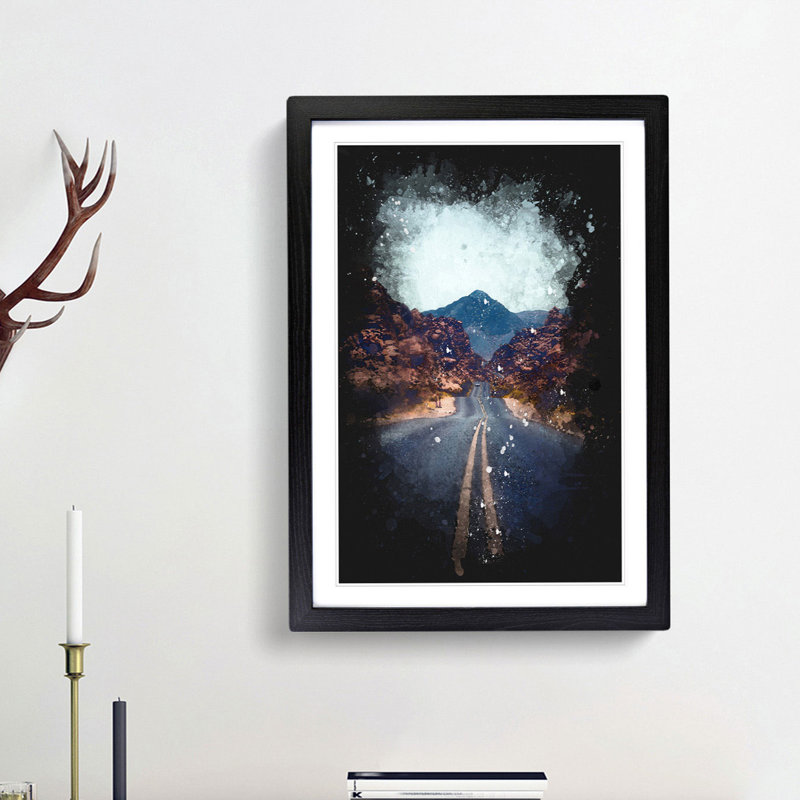 Road to the Valley of Fire - Picture Frame Graphic Art Print, 33cm H x 24cm W x 2cm D, Black Framed