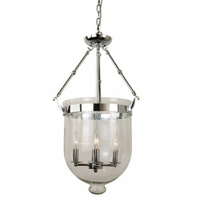 Transitional 4-Light Chrome Pendant With A Clear Glass Shade