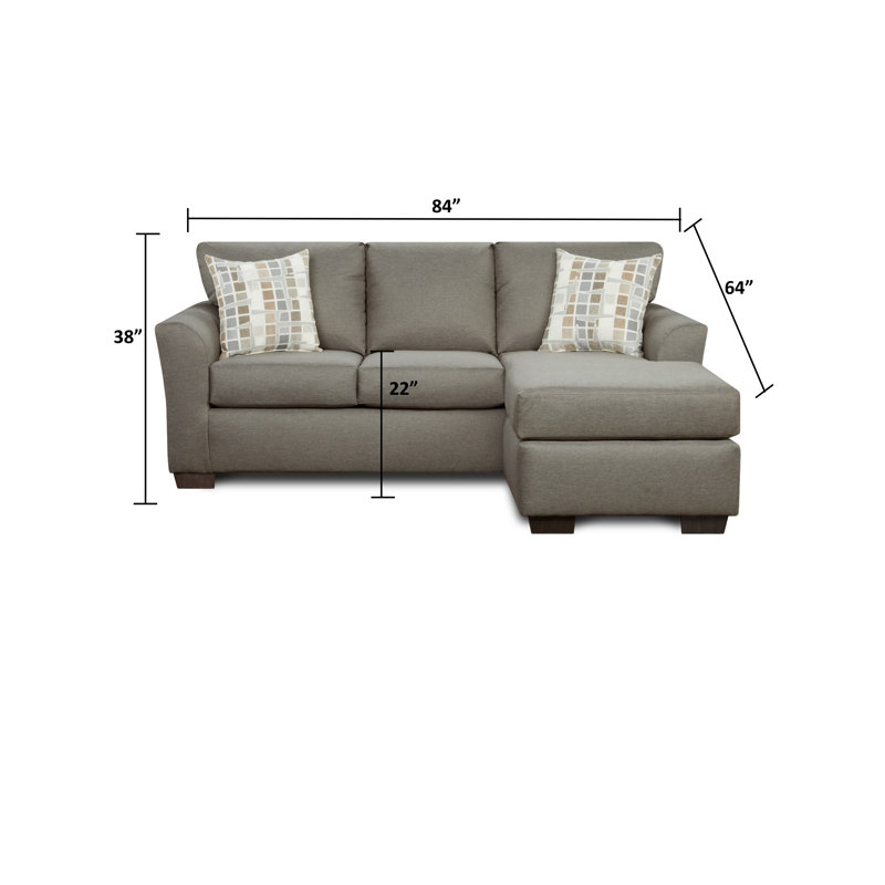 84" Wide Cotton Reversible Sofa & Chaise, Taupe