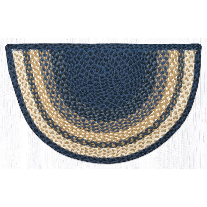 Tapis bleu tressé Felisa, Rond 5 pi 9 po