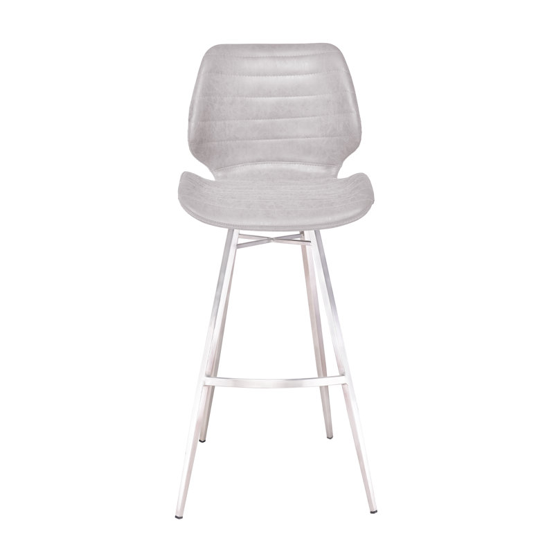Gina Upholstered Bar Stool with Metal Frame, Light Gray, Counter Stool (27" Seat Height)