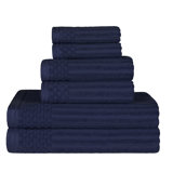 Ruvins Cotton Highly Absorbent 6-Piece Solid and Checkered Border Towel Set