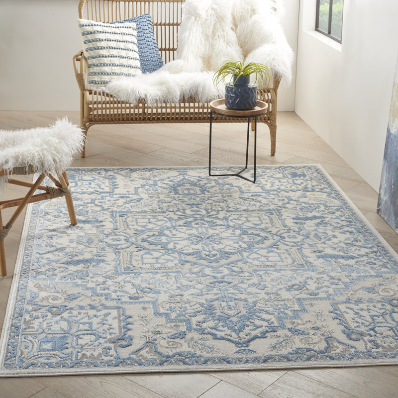 Tapis ivoire traditionnel Rheba, Rectangle 5 pi 3 po x 7 pi 3 po