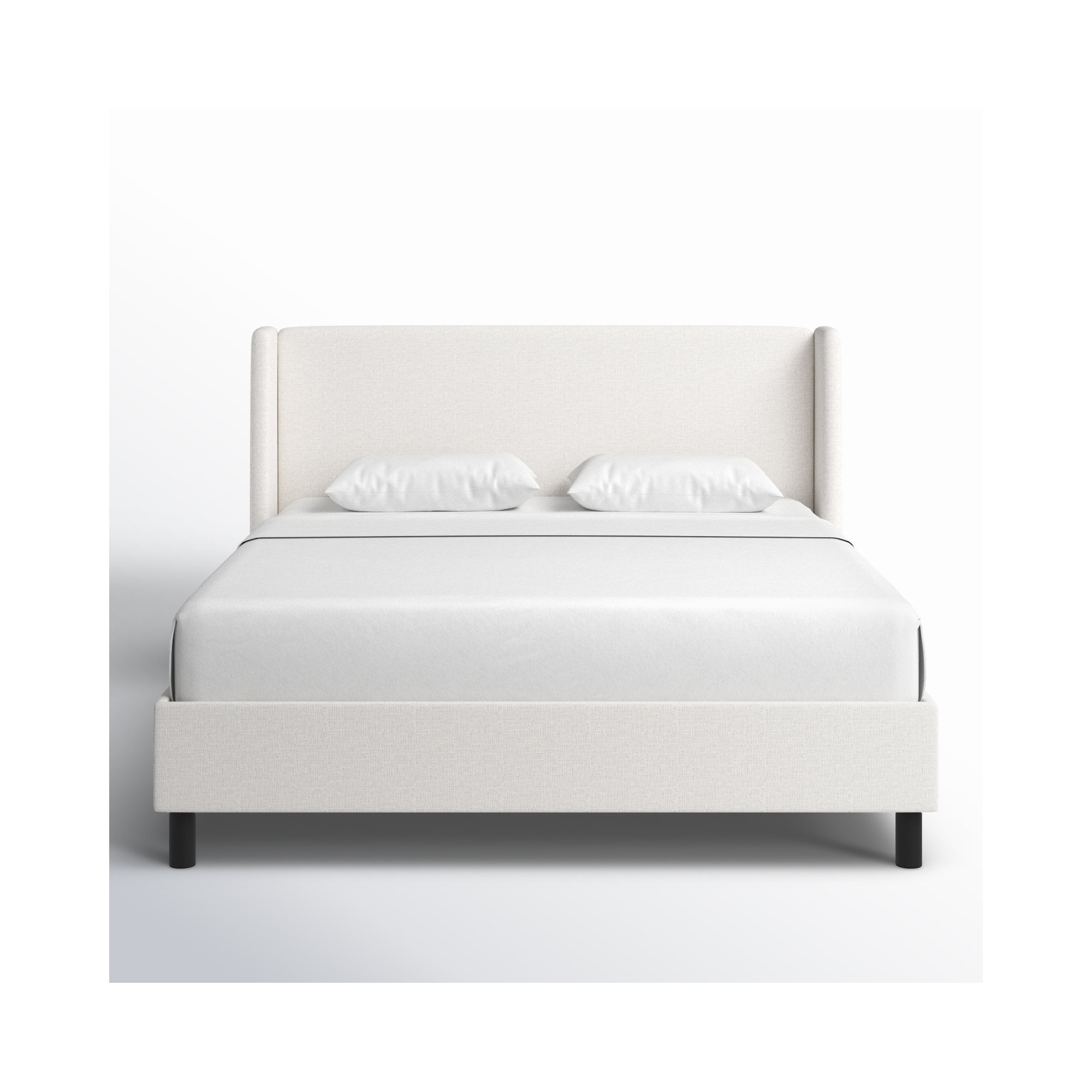Tilly Upholstered Low Profile Platform Bed, California King, Zuma White Textured Linen