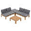 Ensemble de mobilier de jardin 5 places en bois d'acacia avec coussins-480404396