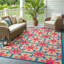 Tapis intérieur / extérieur à motif floral rose / bleu / sable Luisa-19766249