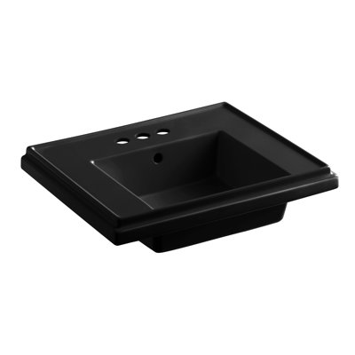 Tresham Ceramic 24" Pedestal Bathroom Sink with Overflow