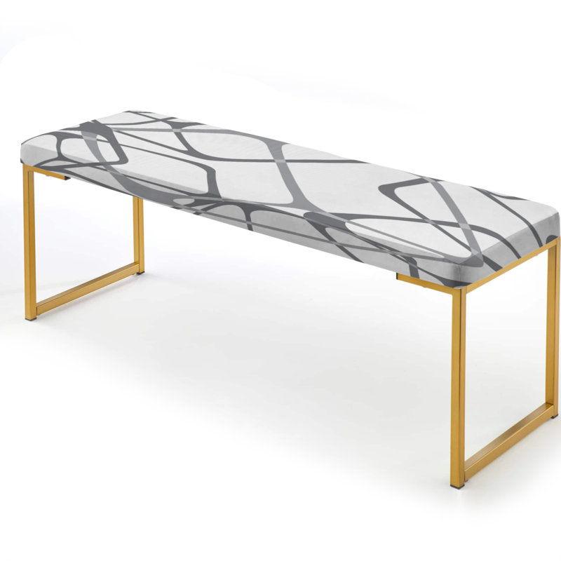 Fincher - Abstract Patterned Upholstered Gold Bench