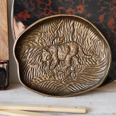 Artesà Embossed Oval Serving Platter with Leopard Design
