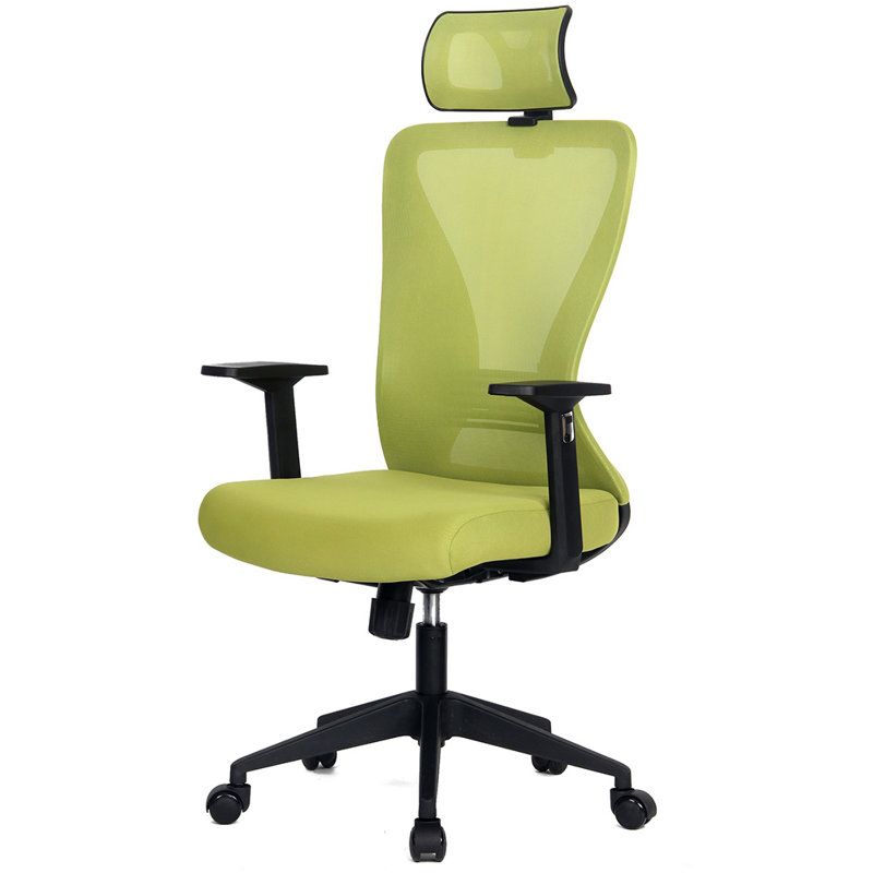 Inbox Zero Mesh Task Chair with Headrest, Black/Green