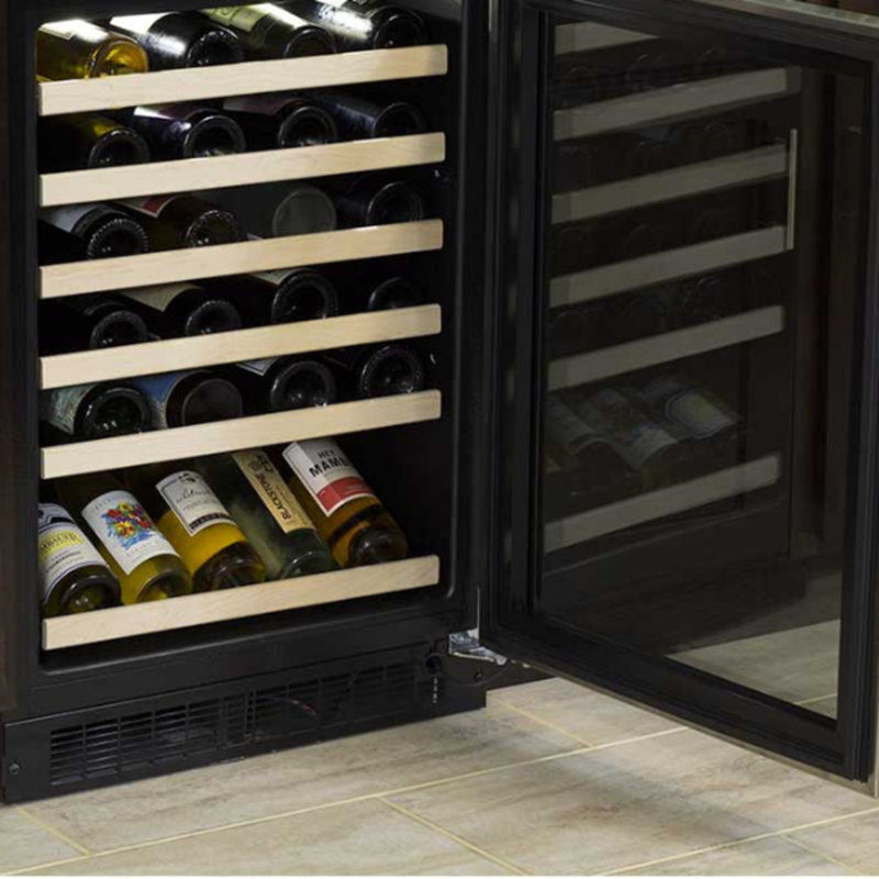 23.88'' 45 Bottle Single Zone Built-in Wine Refrigerator with Stainless Steel Frame Glass Door