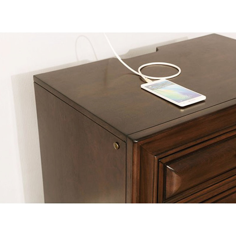 Table de chevet pour chambre à coucher avec 3 tiroirs profonds - Bois de cerisier brun et sous la veilleuse