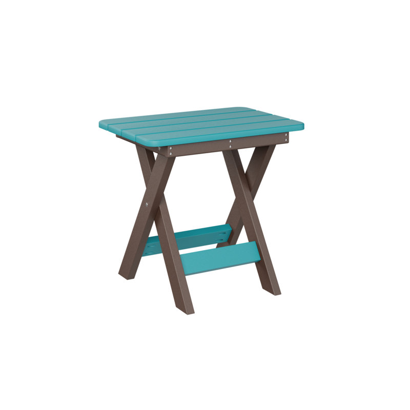 Outdoor Rectangle Side Table, Chocolate Brown, Aruba Blue