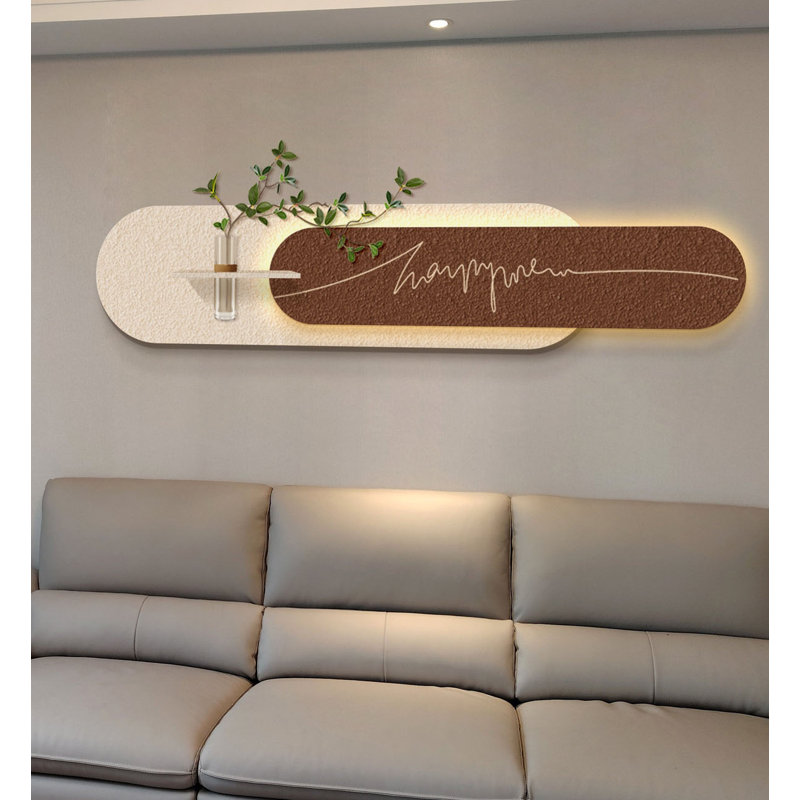 Décoration murale moderne en grès tridimensionnel, H 14,96 po x l 70,87 po x P 3,94 po, Marron foncé