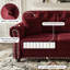 Siège simple en velours bourgogne de 41,3 po de style Mid-Century avec bouton, garniture cloutée et structure en contreplaqué roulé, support en éponge rembourré