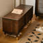 Banc à chaussures rétro avec rangement à persiennes en bois d'hévéa pour le salon et le vestibule-498390625-498390626