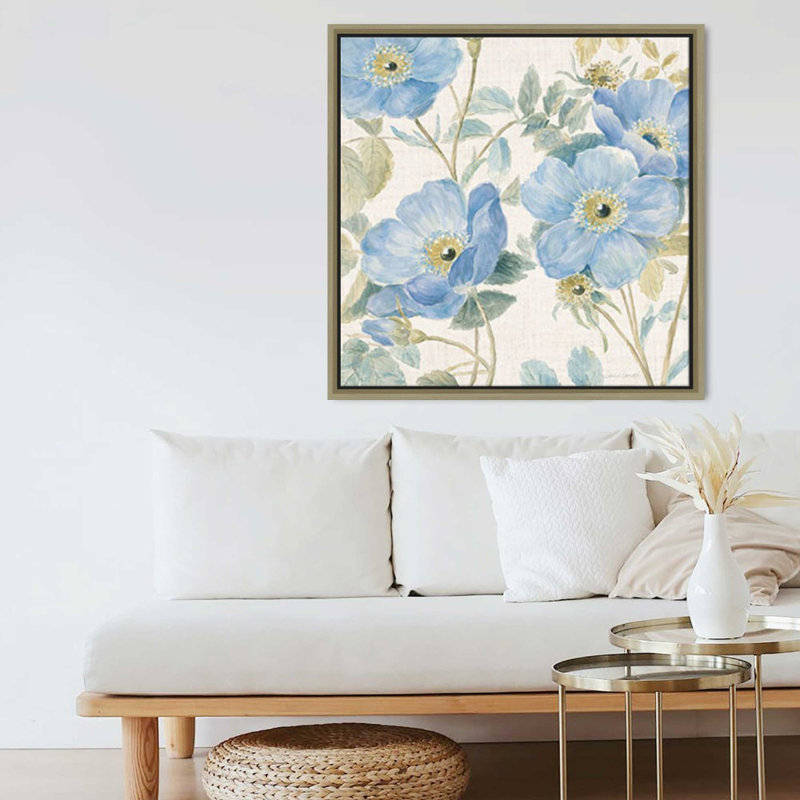 «More Blue Florals» par Lanie Loreth - Impression sur toile, H 24 po x l 24 po, Champagne