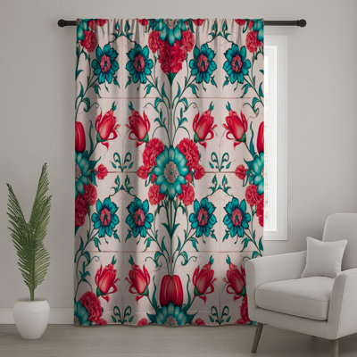 Rideaux à motif floral et à motif floral - 1 panneau