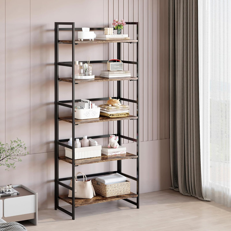 Étagère pliante vintage - aucun assemblage requis, Brun