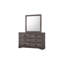 Commode contemporaine à six tiroirs en bois, gris rustique, idéale pour le rangement et l'organisation de la chambre à coucher-480358880