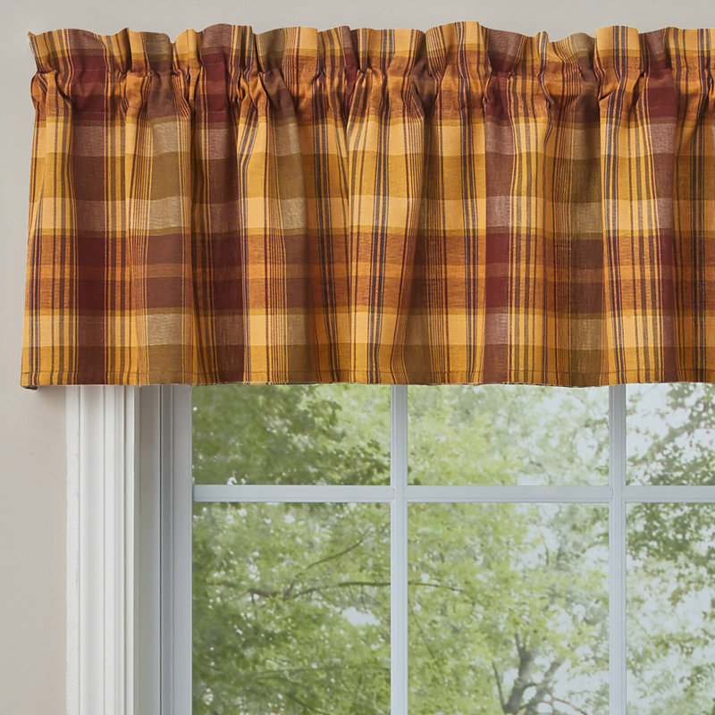 Alcinia Cotton Plaid Tailored Window Valance, 72" W x 14" H