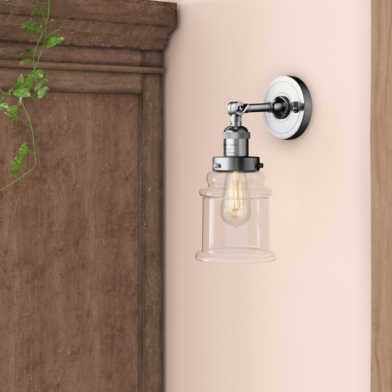 Galaviz Armed Sconce, Polished Chrome, Clear