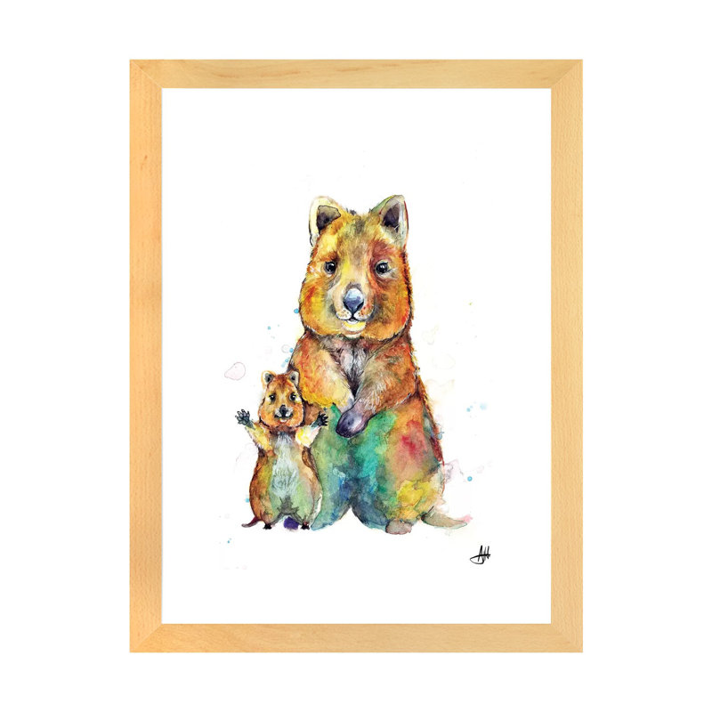 Art encadré pour enfants Qwazy Quokkas, H 24 po x l 16 po x P 1 po, Papier encadré naturel