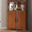 Armoire de rangement d'angle avec portes en verre trempé et tablettes réglables-129936510