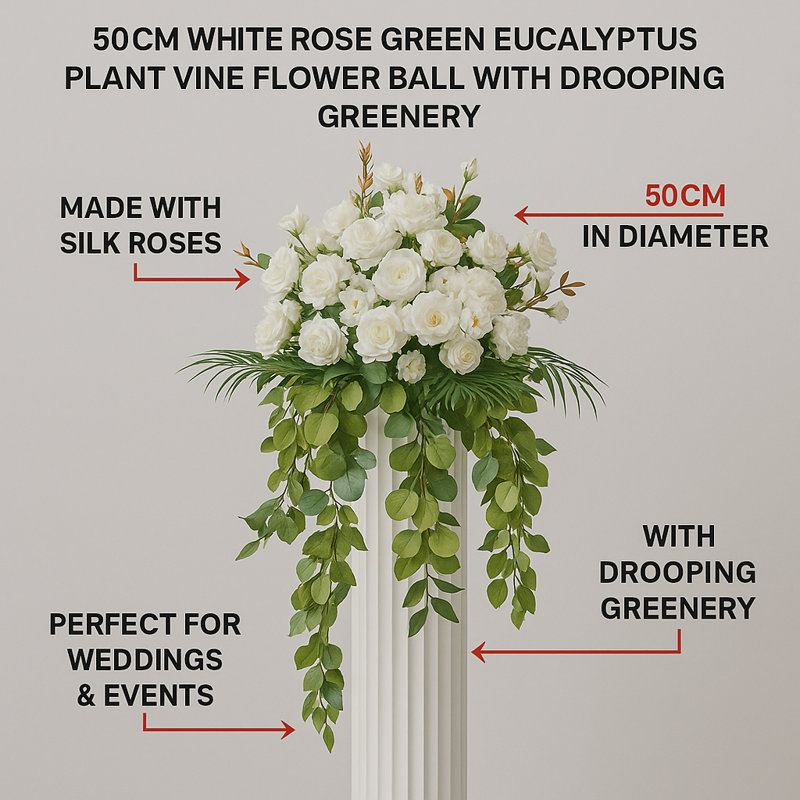 50cm Faux Flowering Plant, White