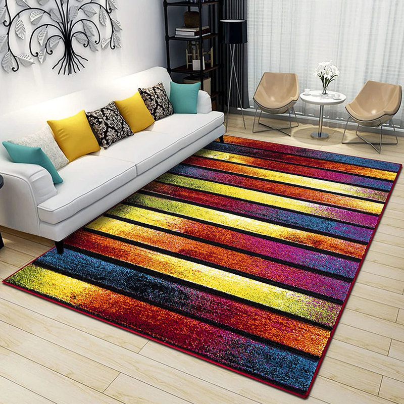 Striped Polypropylene Rug & Runner – Modern Soft Pile, Easy Clean, High Traffic Area Carpet, Rectangle 80 x 150cm