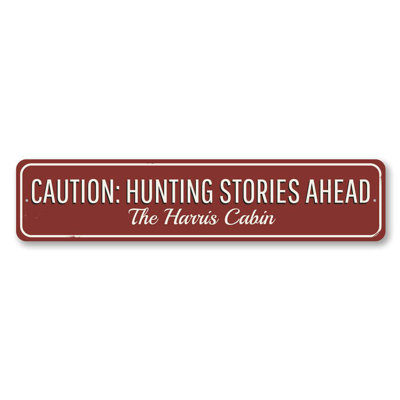 Panneau en aluminium «Attention Hunting Stories»