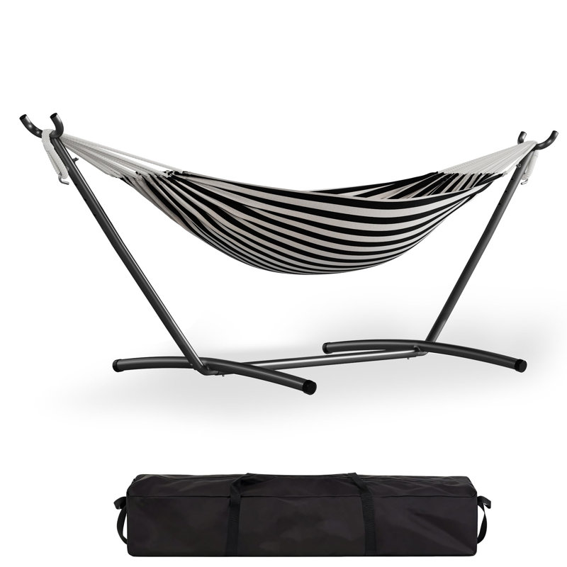 Hamac double avec support, capacité de 450 lb, hamac portable en coton pour deux, intérieur / extérieur, sac de voyage inclus