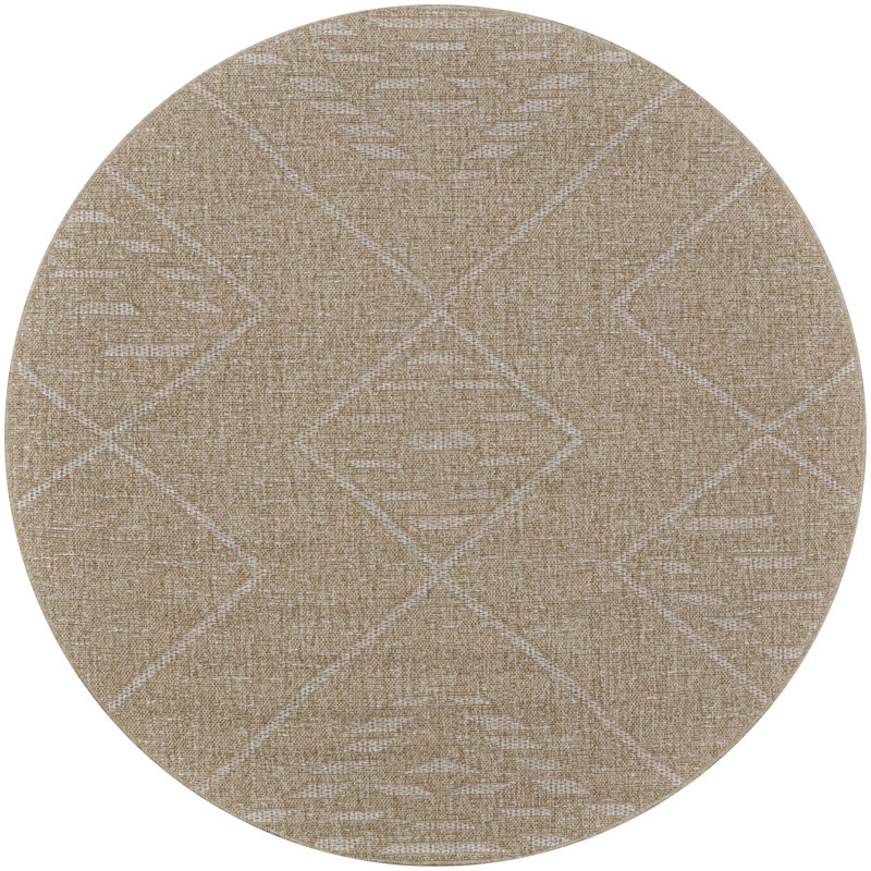 Tapis intérieur / extérieur crème Joleigha, Rond 5 pi 3 po