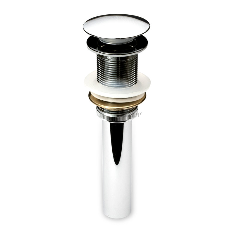 Pop-Up Bathroom Sink Drain Stopper with No Overflow, Chrome