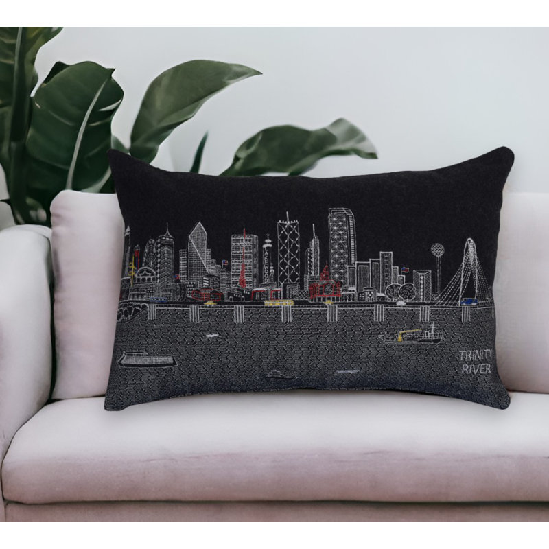 Coussin lombaire 24 po Chicago, Noir mat / rouge