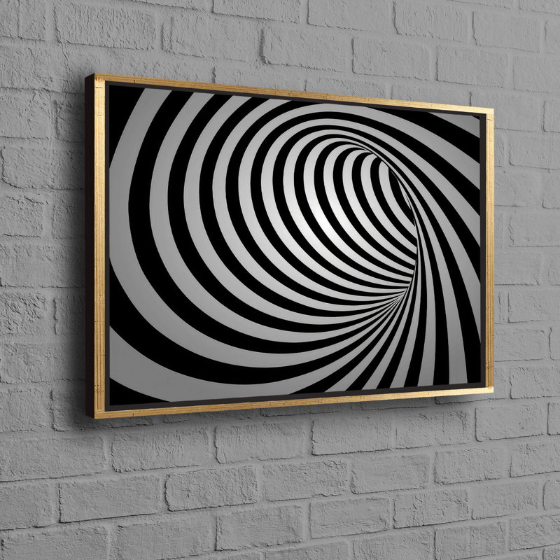 Conception abstraite de tourbillon noir sur toile de coton blanche convenant à un décor contemporain, H 12 po x l 16 po