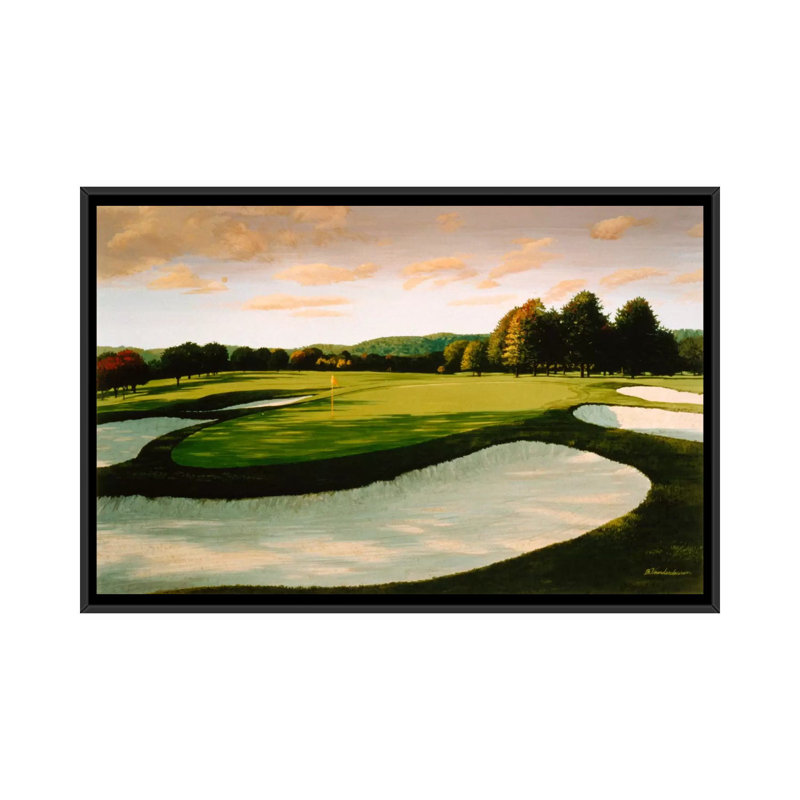«Golf Course 8» par William Vanderdasson, reproduction d'art sur toile, H 18 po x l 26 po x P 1,5 po, Toile avec cadre noir