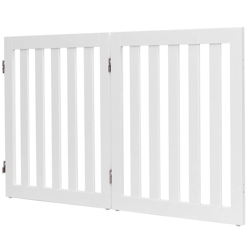 Tolar Wood Free Standing Pet Gate, White, 60cm H x 101cm W x 1.5cm D