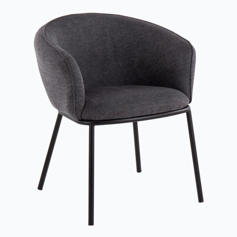 Ashland Contemporary Charcoal Fabric Upholstered 24.5" Arm Chair with Black Metal Frame
