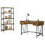 Bureau d'ordinateur et bibliothèque 2 pièces Rustic Nutmeg
