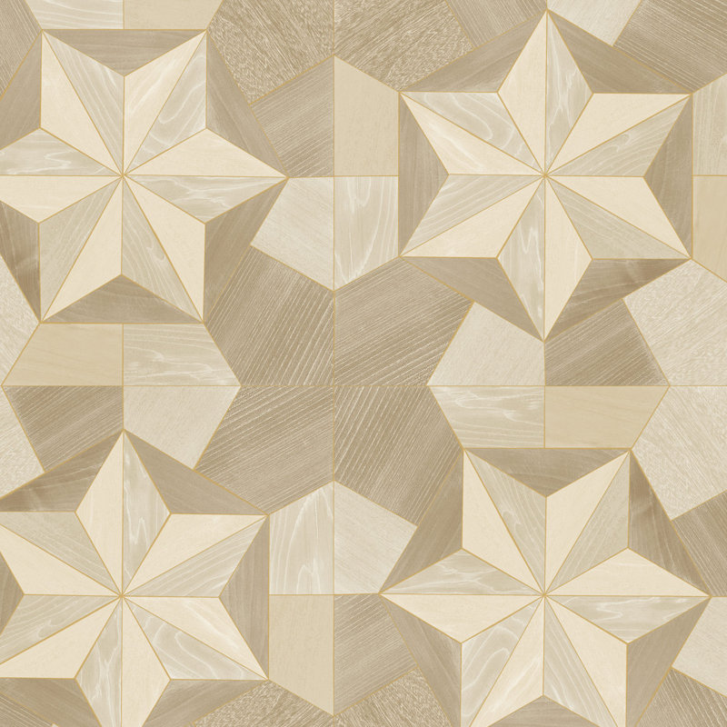 Rouleau de papier peint métallique 33 pi x 20,5 po marqueterie wood Saliba, Ocre