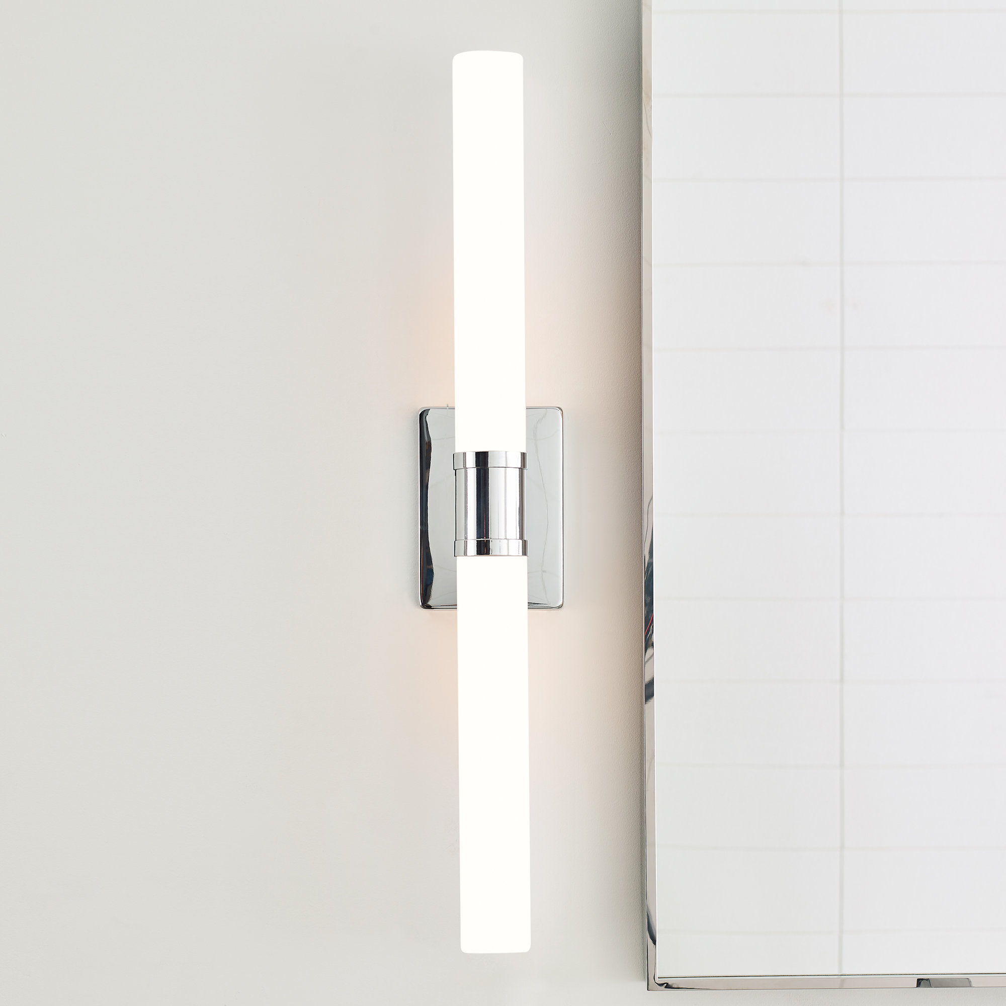 Evelien 2 Light Frosted Dimmable Vanity Light, Chrome, 60 W, 30" H x 5" W x 3.63" D