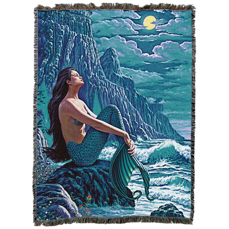 Pure Country Weavers Serenity Mermaid Blanket by Wil Cormier - Gift Fantasy Tapestry Throw Woven from Cotton - Made in the USA (72x54)