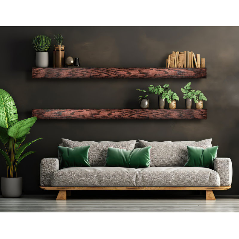 Emerald Lee 2 Piece Oak Floating Shelf, 5" H x 72" W x 6" D
