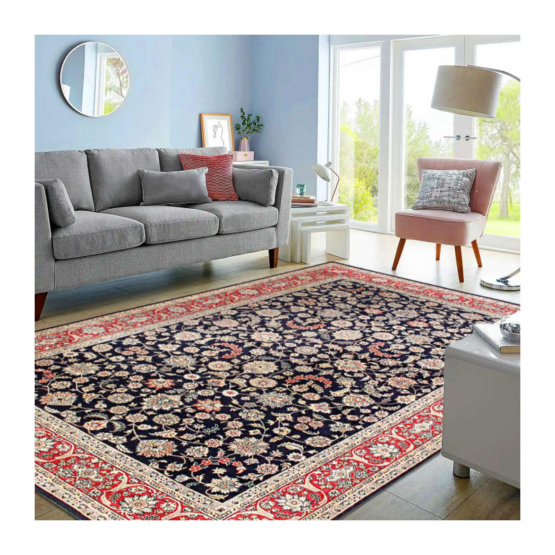 Tapis rouge / noir / beige unique de 6 pi 1 po x 9 pi 2 po Henrikas