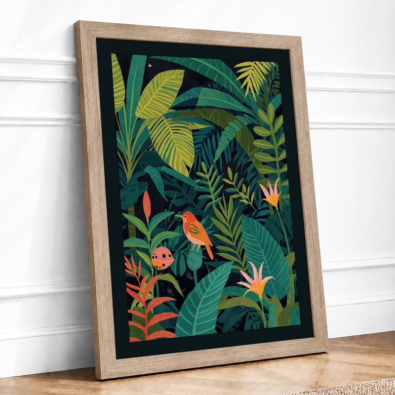 Jungle Garden Tropical - Framed Print, A1 - 84.1 x 59.4 cm, Oak
