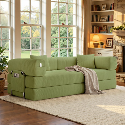 78.7“Boneless Living Room Sofa, Convertible Combination Sofa Bed, Comes With 2 Pillows, 5-In-1 Design, Couple Sofa, Two-Person Sofa, Suitable For Large And Small Living Rooms, Bedrooms, Studies, Lounges, Apartments, Offices,Light Green 