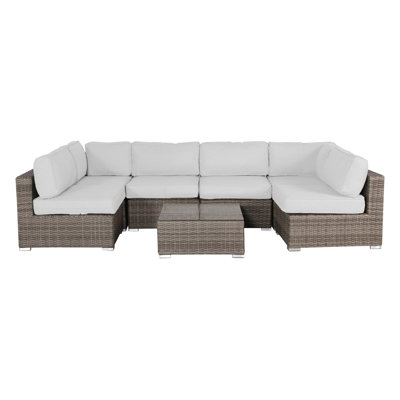 Estes Wicker Fully Assembled 6 - Person Seating Group with Sunbrella Cushions