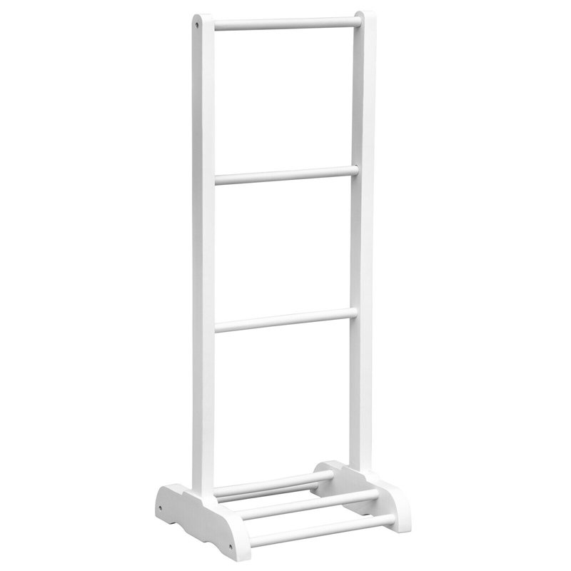 Porte-serviettes sur pied en bois d'acacia, Blanc