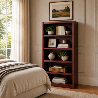 Herard 5 Shelf Wood Bookcase, 72 inch Tall